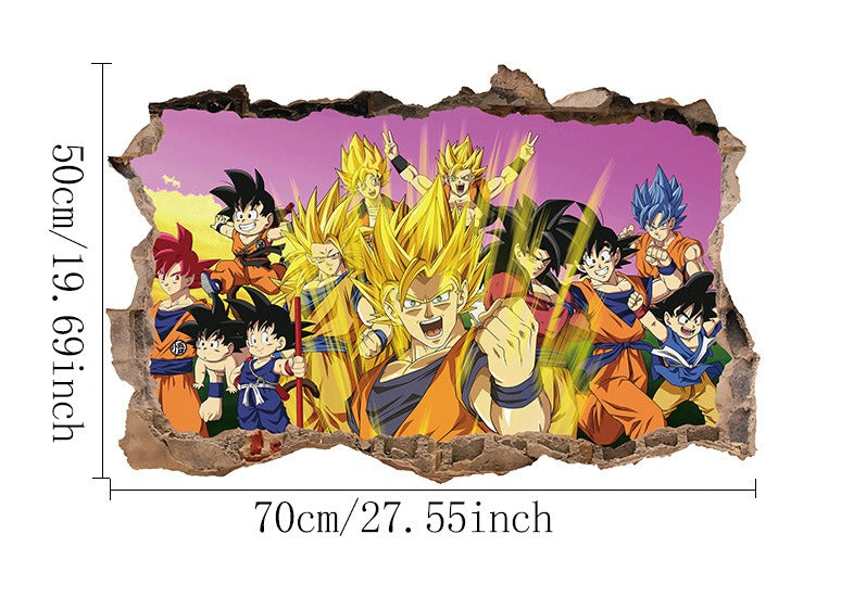 Cartoon anime children's room 3D broken wall wall decoration wall sticker self-adhesive seven dragon ball game wall decoration p