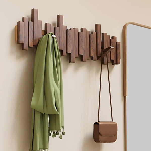Coat Racks Wall Hanging Wall Entry Door Porch Hanging Scarf Coat Rack Perforated Solid Wood Creative Piano Keys Clothes Hook
