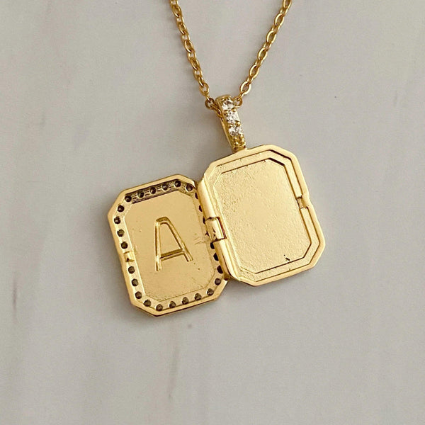 Initial Deco Open Locket Pendant Necklace - Gifts for You 'n Me