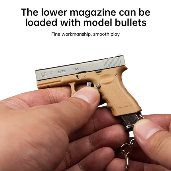 New Empire 1:3 Glock G17 alloy keychain, realistic gun model with detachable soldier gear & bullets.