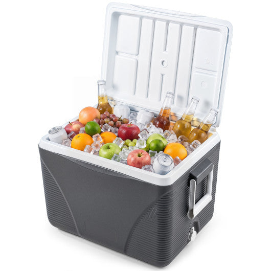 43.3 Quart Portable Hard Coolerwith Handles and 4 Cup Holders-Black