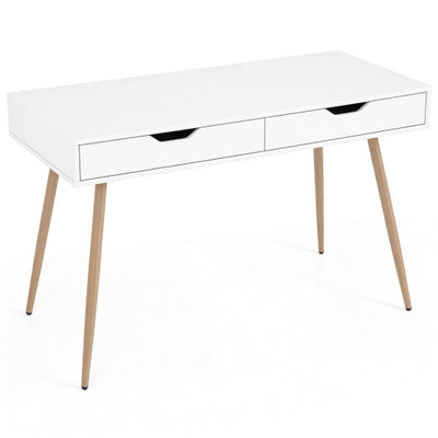 43.5 Inch Computer Desk with 2 Drawers for Small Spaces-White