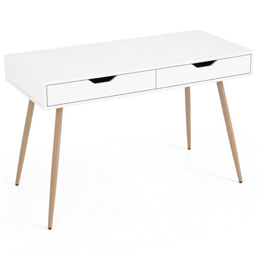 43.5 Inch Computer Desk with 2 Drawers for Small Spaces-White