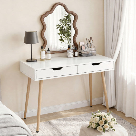 43.5 Inch Computer Desk with 2 Drawers for Small Spaces-White