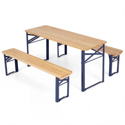 43.5 Inch Folding Kids Picnic Table & Bench Set No Assembly Wooden Toddler Table-Navy