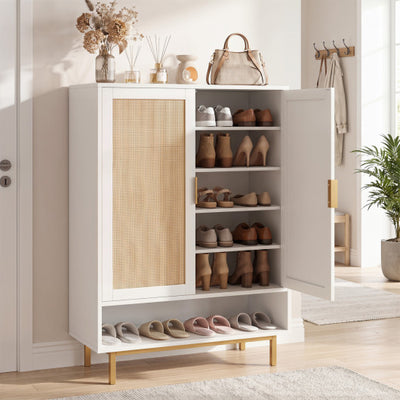 43 Inch 6-Tier Tall Shoe Cabinet with Double Doors-White