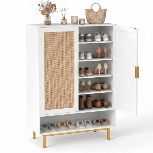 43 Inch 6-Tier Tall Shoe Cabinet with Double Doors-White