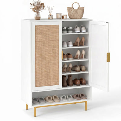 43 Inch 6-Tier Tall Shoe Cabinet with Double Doors-White