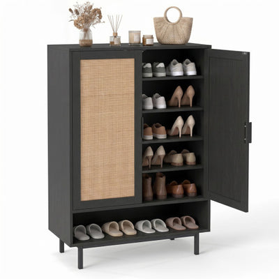 43 Inch 6-Tier Tall Shoe Cabinet with Double Doors-Black