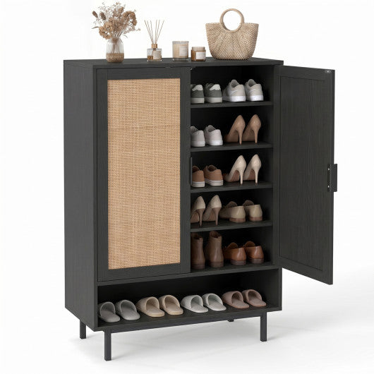 43 Inch 6-Tier Tall Shoe Cabinet with Double Doors-Black
