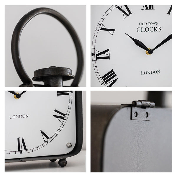 Black Vintage Style Large Metal Table Clock