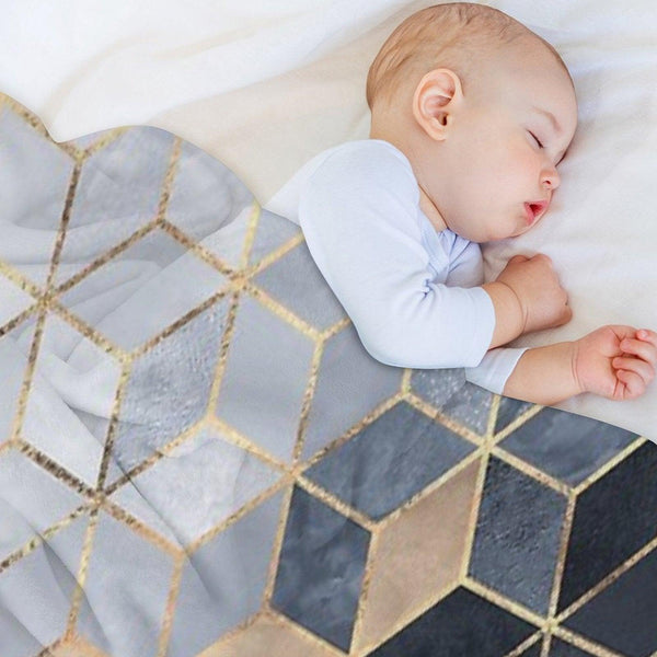 Soft Blue Gradient Cubes Throw Blanket