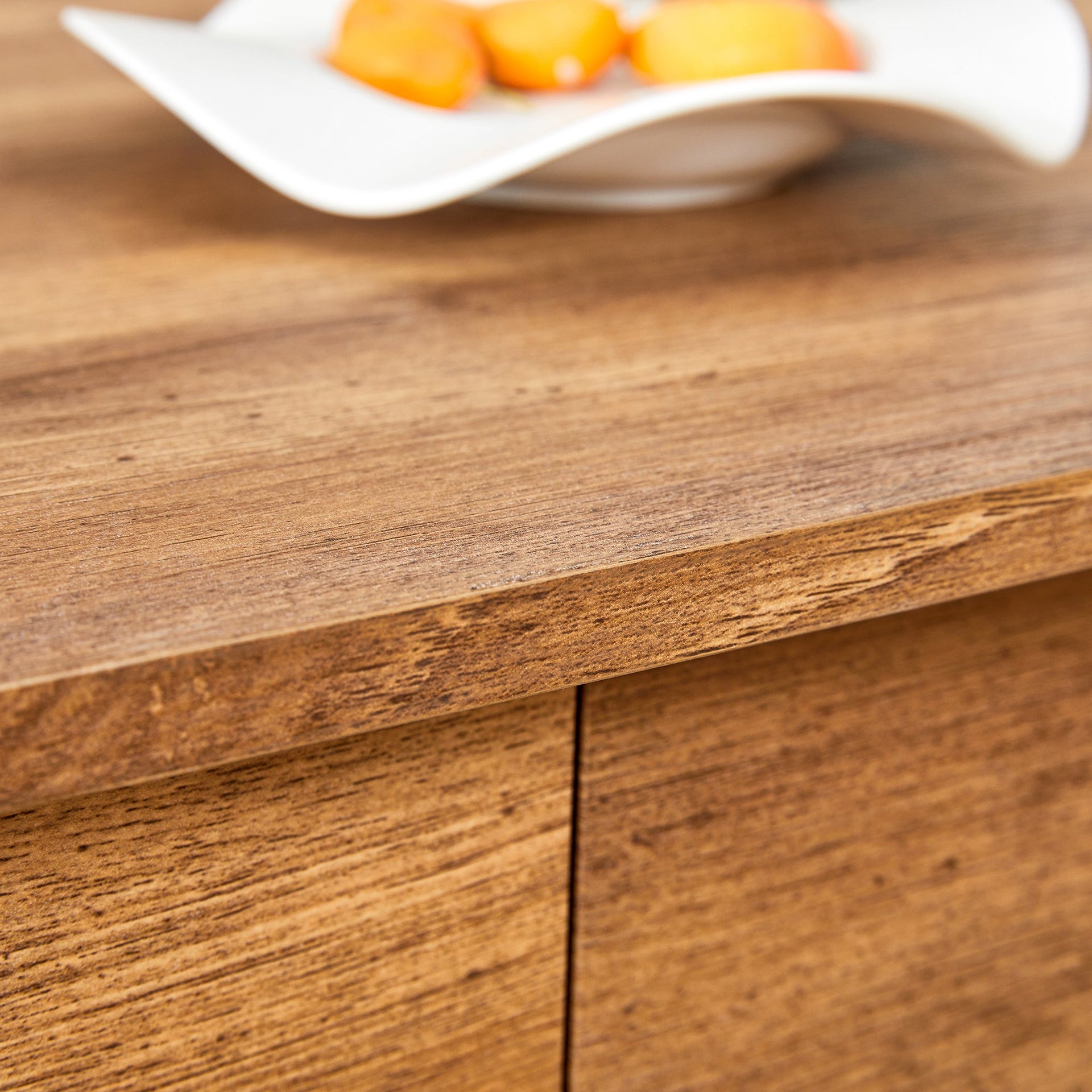 Elegant Coffee Table with Double Drawers and Transparent Glass Sides in MDF and Glass