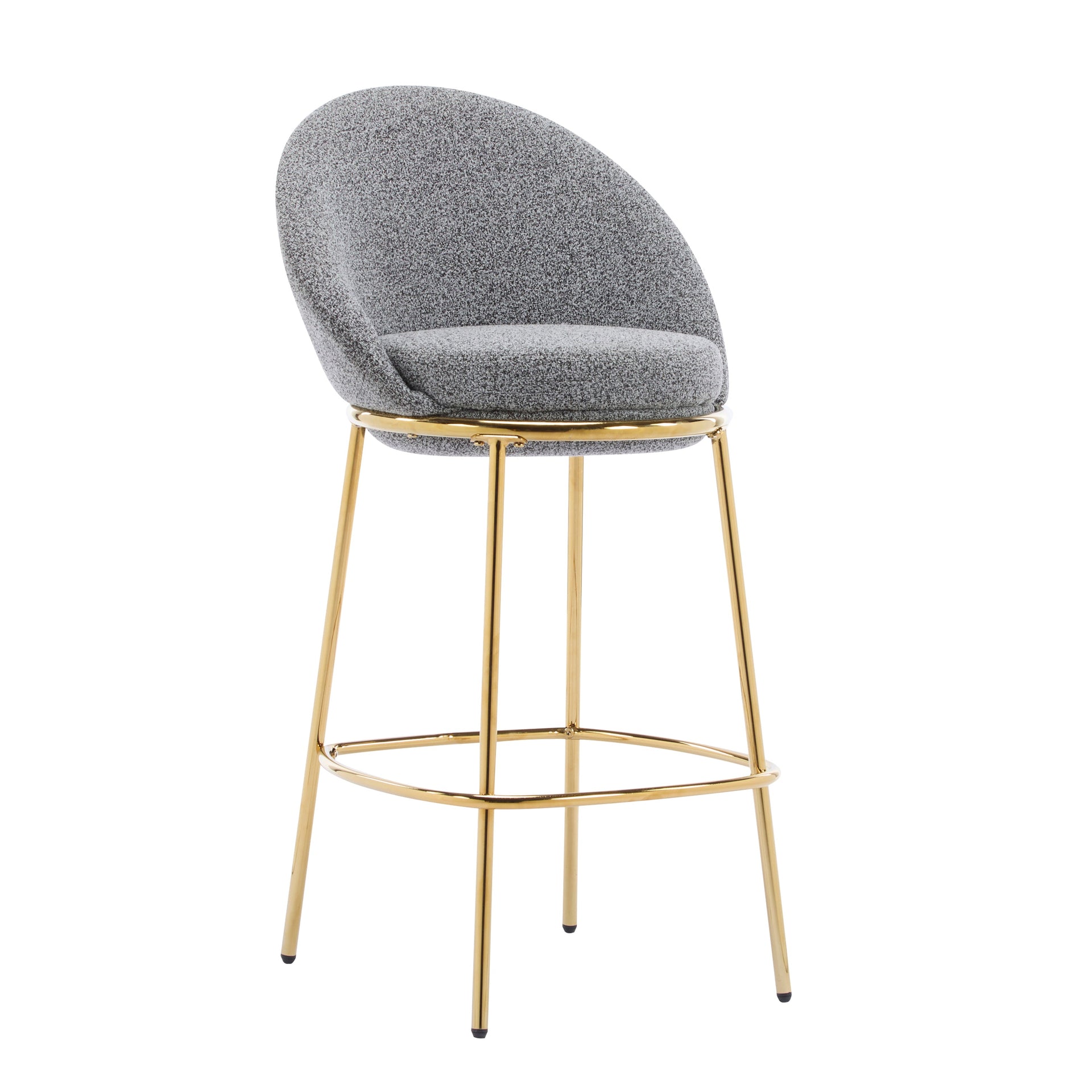 Gold & Gray Upholstered Bar Stools with Backrest – Modern Glam Counter Stools (Set of 2)