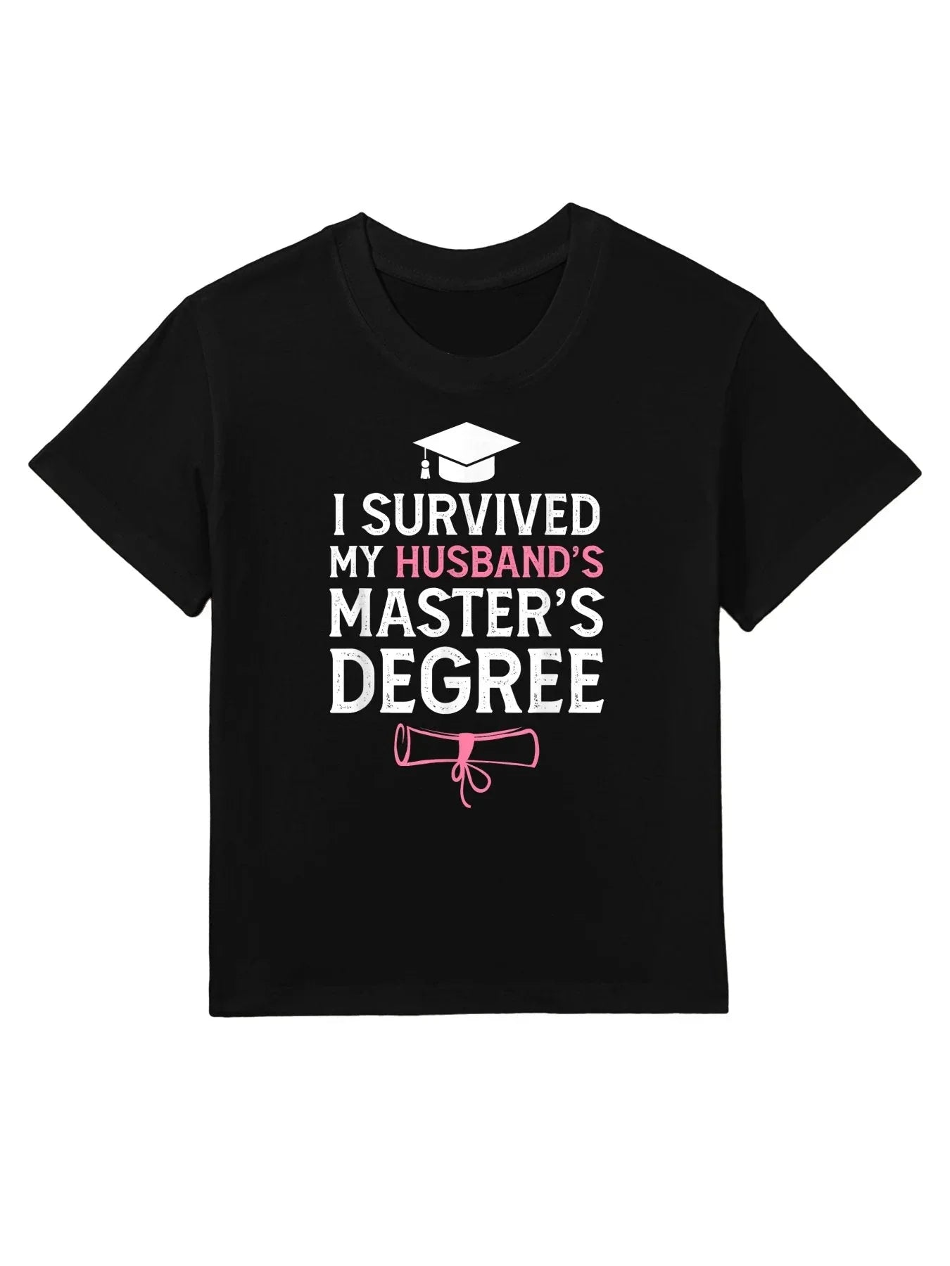 I Survived My Husbands Masters Degree Funny Graduation Kids T-Shirt