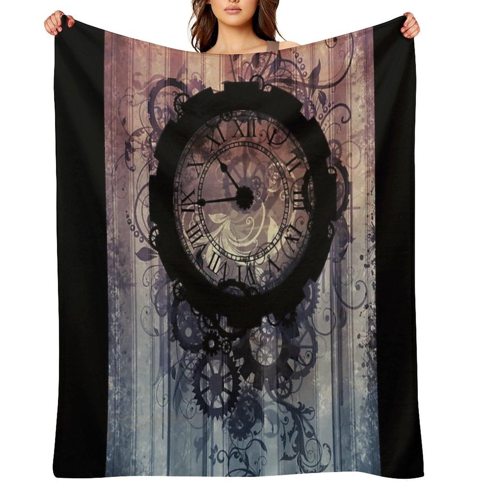 Steampunk Clock Throw Blanket