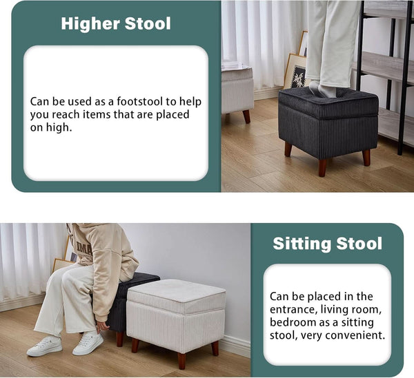 Storage Ottoman With Adjustable Lid Footrest Charcoalgray
