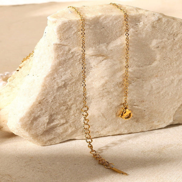 Gold & Pearl Hoop Link Pendant Necklace