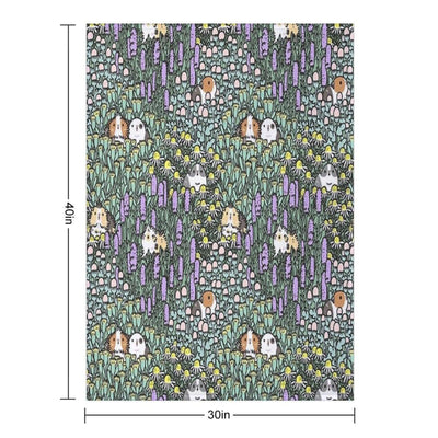 Guinea Pigs And Garden Herbs Pattern Throw Blanket