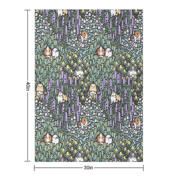 Guinea Pigs And Garden Herbs Pattern Throw Blanket