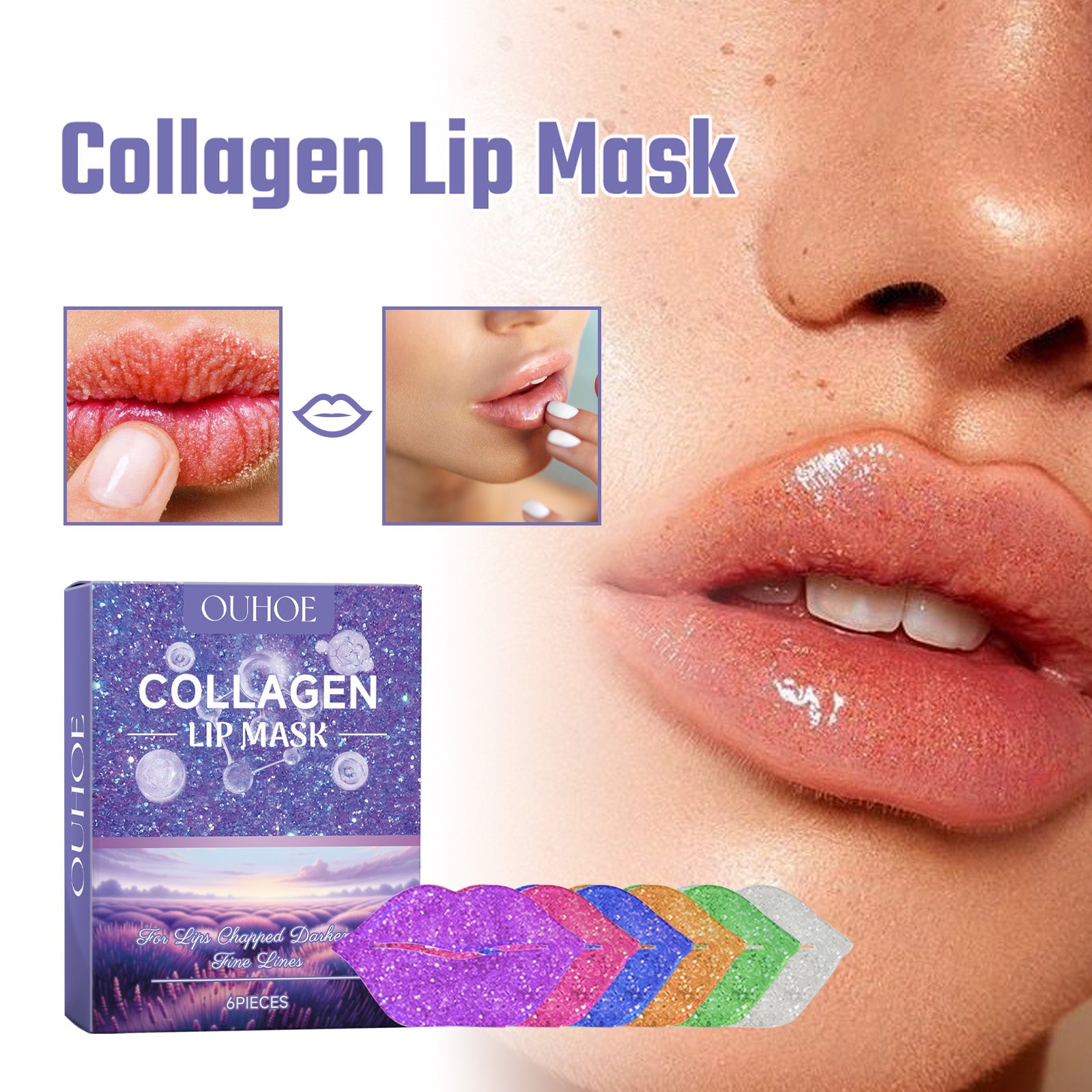 Ouhoe Collagen Lip Mask Repair Lip Lines, Remove Dead Skin, Prevent Dry And Crack, Moisturize And Care Lip Mask