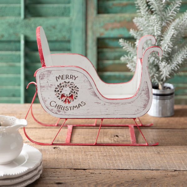 11''H Merry Christmas Tabletop Sleigh