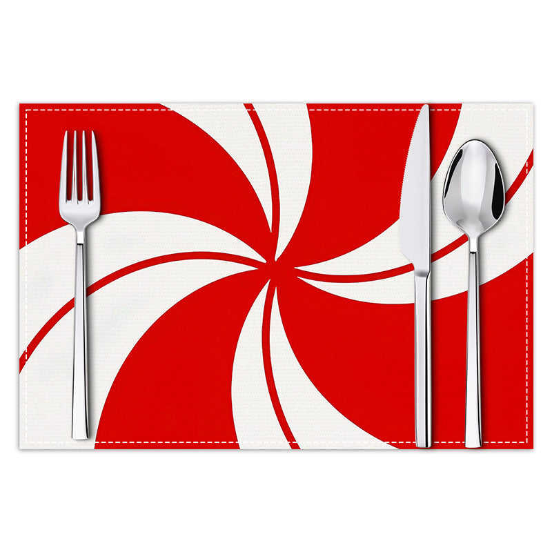Christmas placemat red candy striped printed table mat holiday table decoration insulated mat coaster