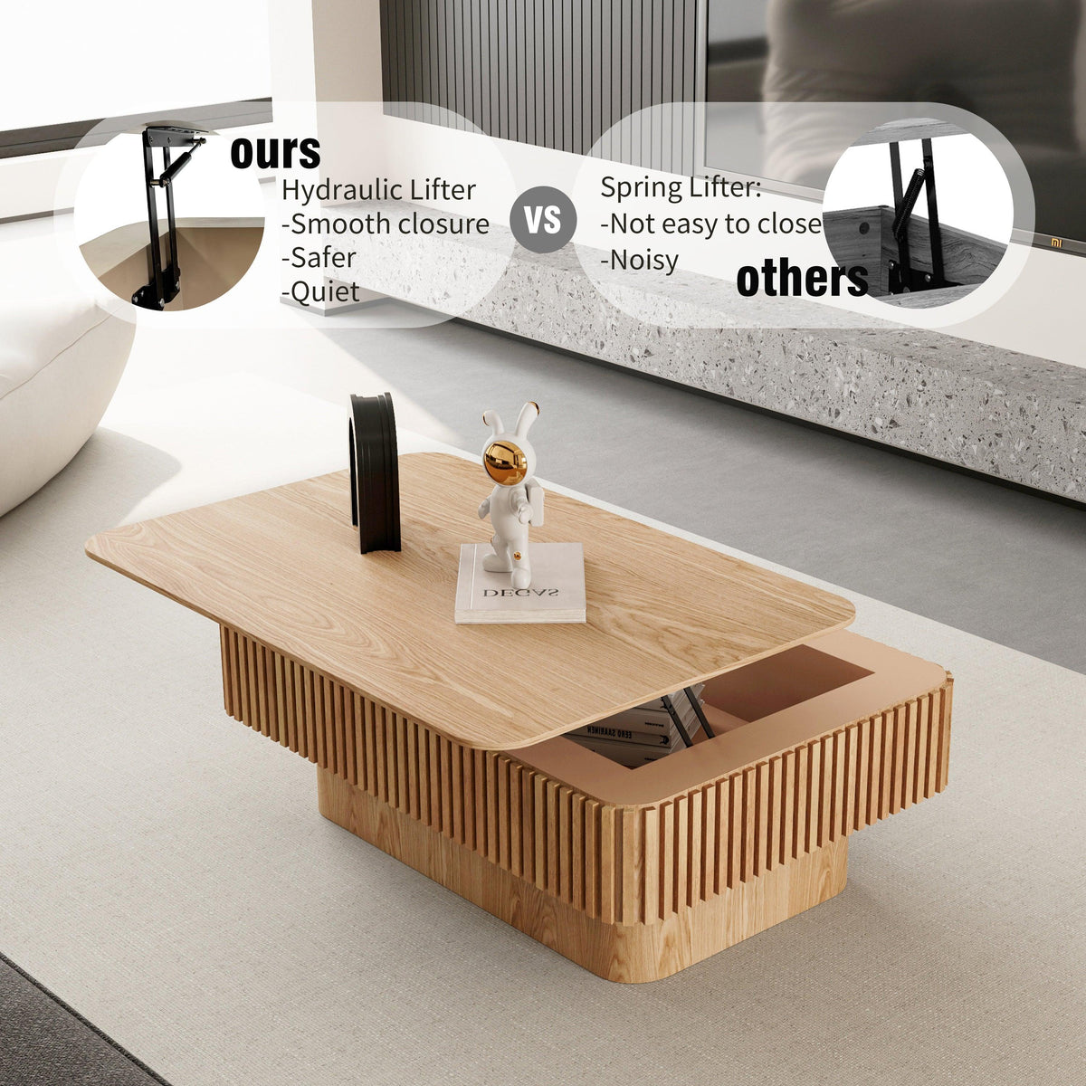 Modern Lift-Top Coffee Table with Hidden Storage