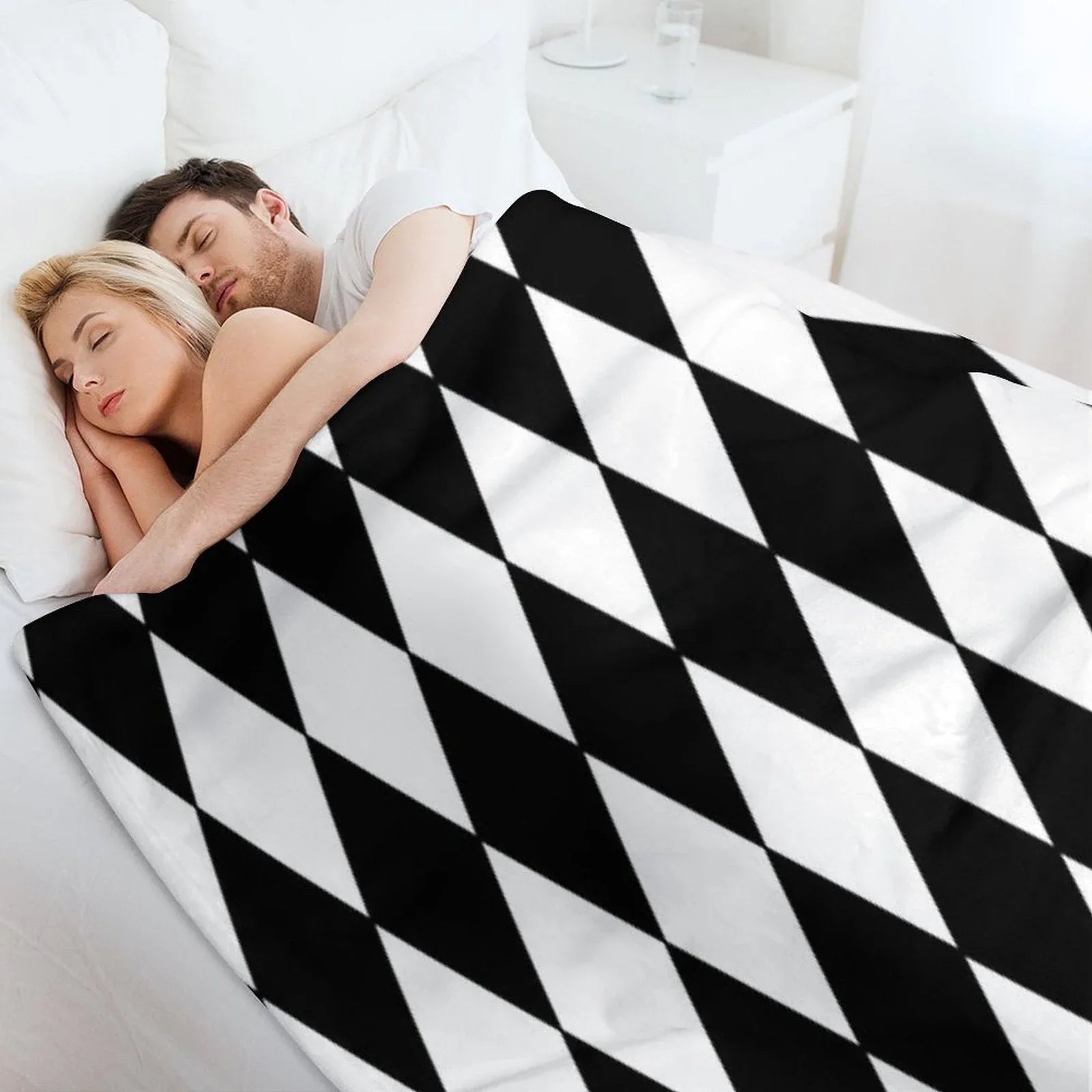 Black White Harlequin Throw Blanket