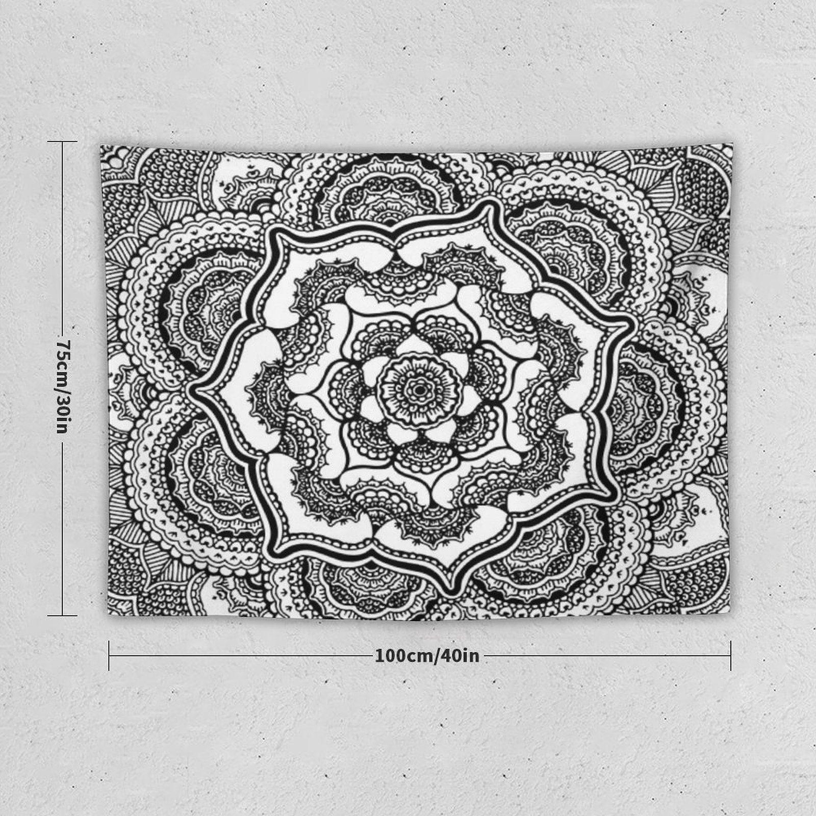 Spring Lotus  Abstract  Black And White Tapestry