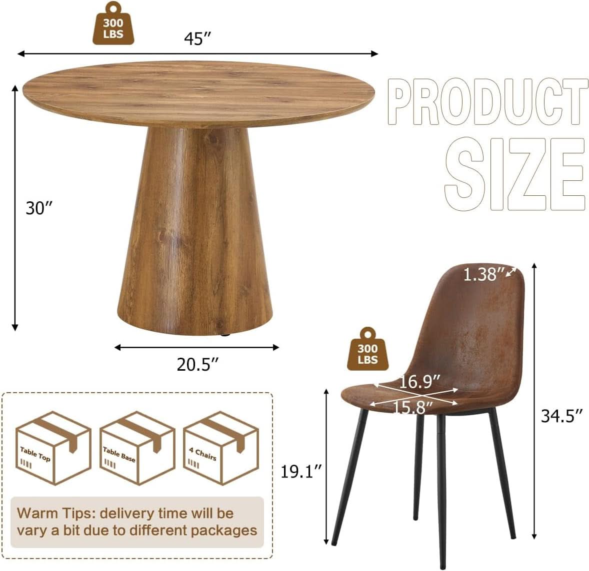 Luxurious Round Space Saving Dining Table Set For Four
