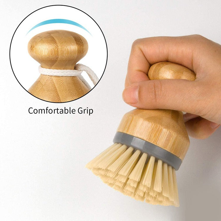 Bamboo seal head pot brush wooden dishwashing brush household kitchen creative cleaning brush