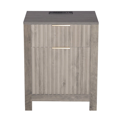 Farmhouse End Table Set Of 2, Nightstand With Charging Station, 3 Tiers Side Table With Storage Cabinet And 2 Drawers, Side Table With USB Ports And Outlets, Ideal For Living Room, Bedroom, Gray