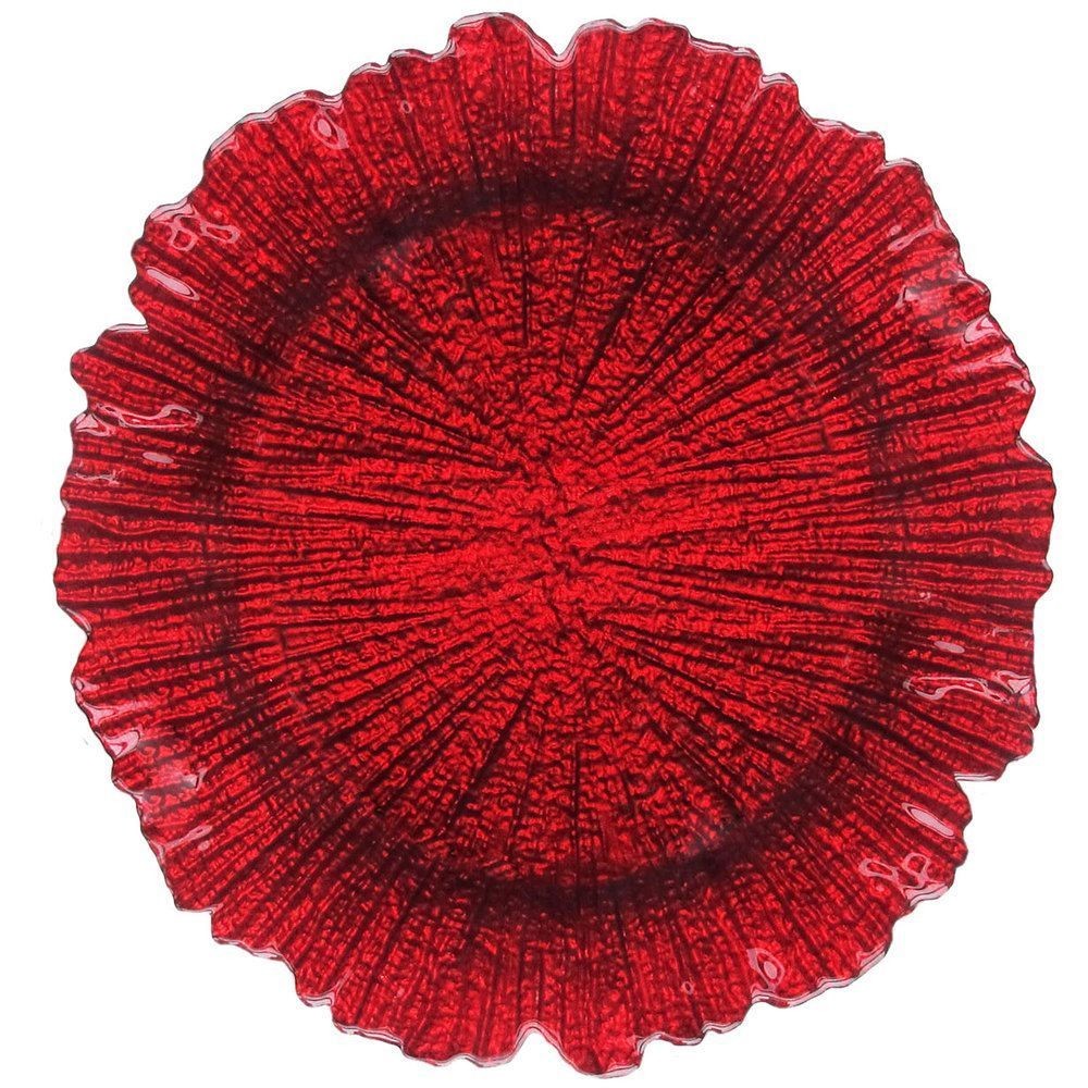 Reef Red Glass Charger Plate 13