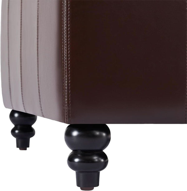 Square Leather Storage Ottoman 30-Inch Brown Durable