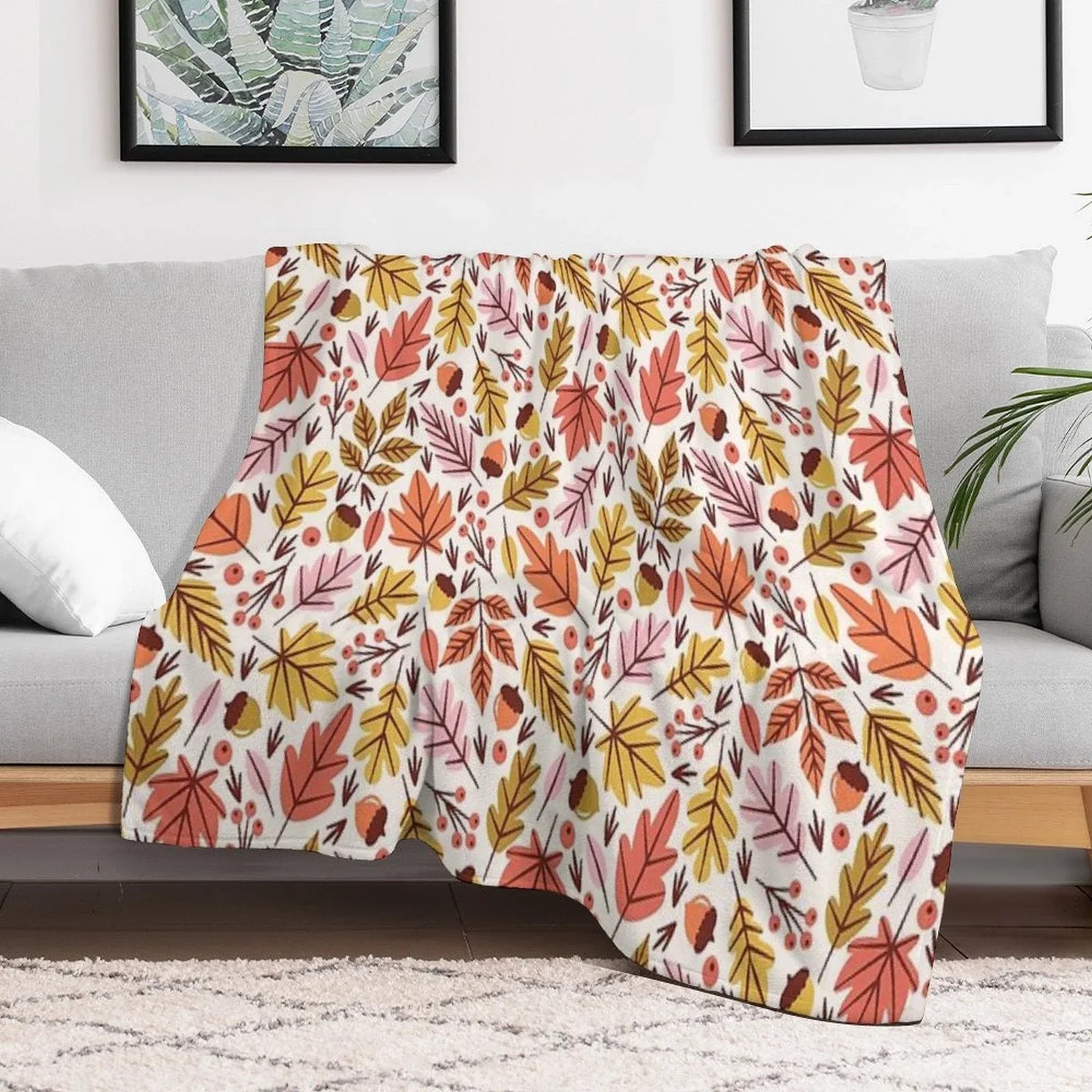 Leaves & Acorns Throw Blanket