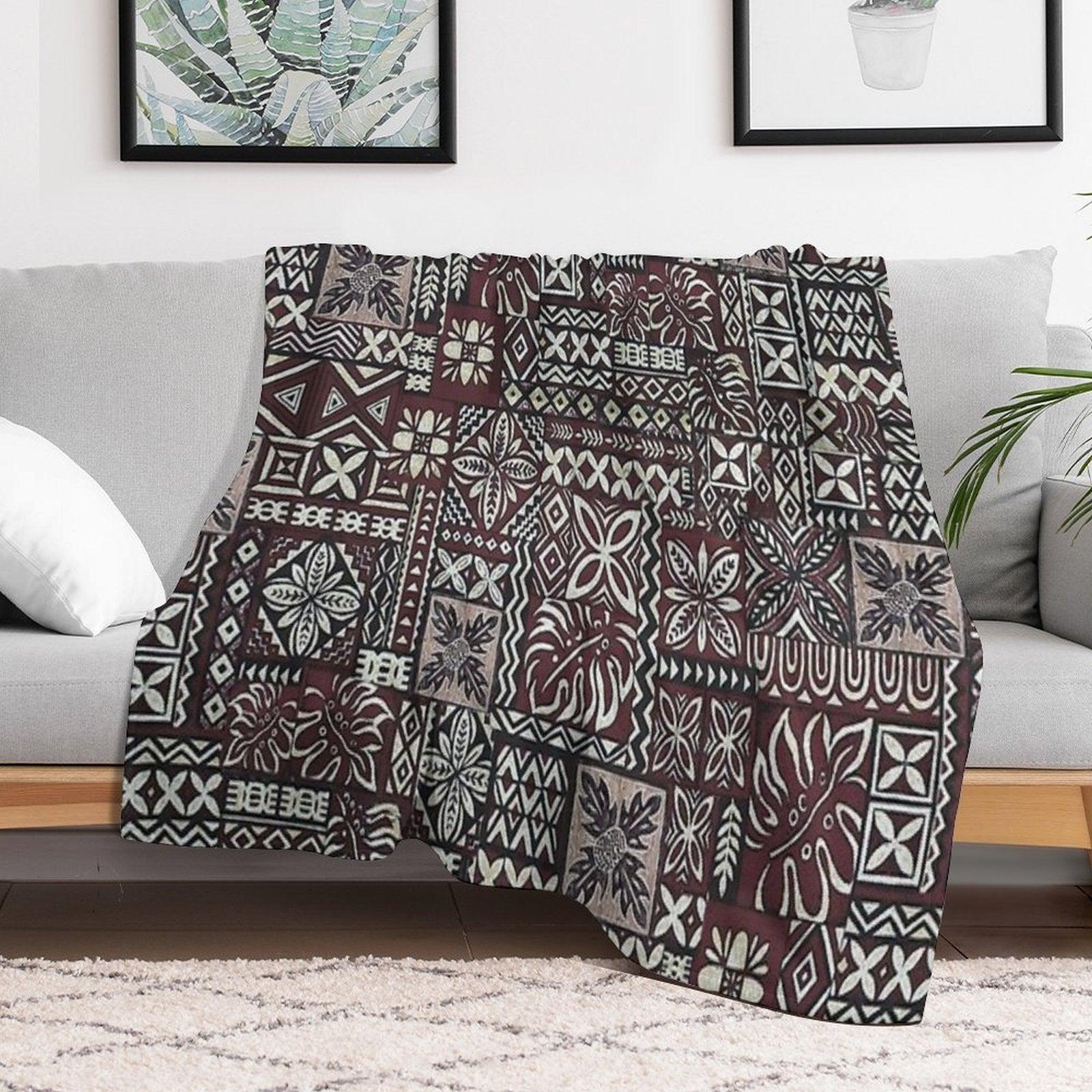 Hawaiian Ulu Tapa Throw Blanket