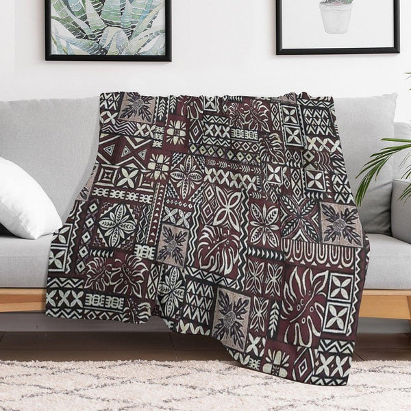 Hawaiian Ulu Tapa Throw Blanket
