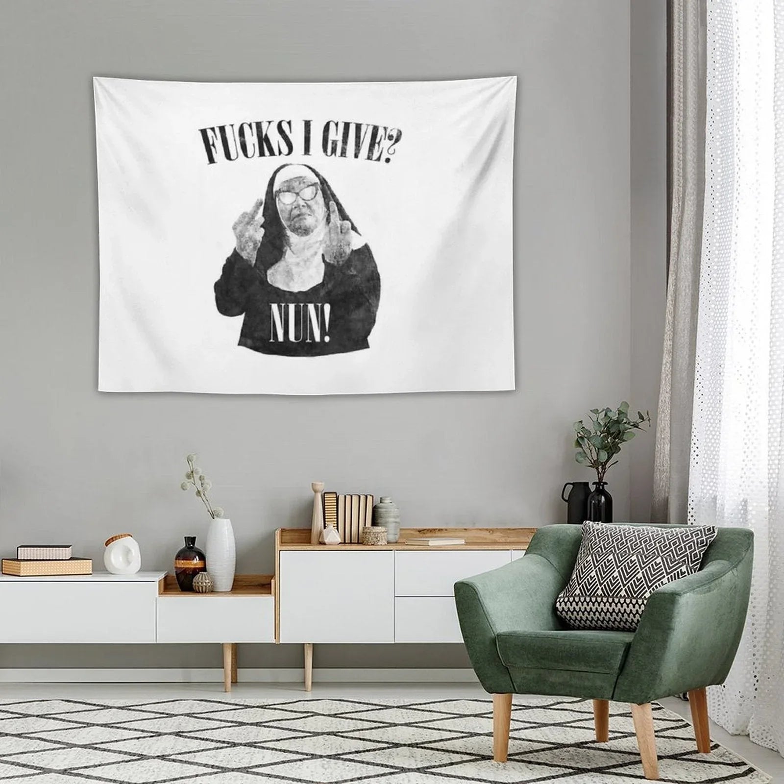 Fuck I Give Nun Tapestry