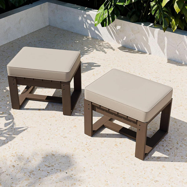 Natural Cedar Outdoor Patio Ottomans Removable Cushions