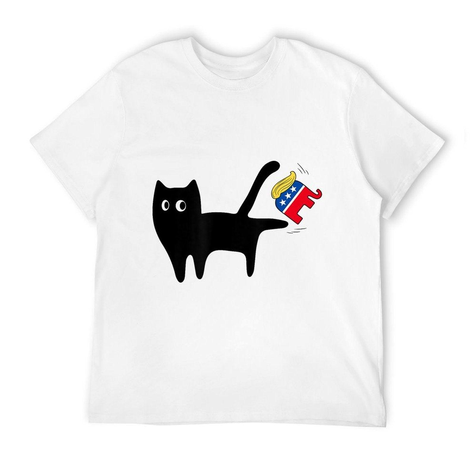 Black Cat Vs Elephant Anti Trump Funny 4th of July Men Women  Breathable T-Shirt