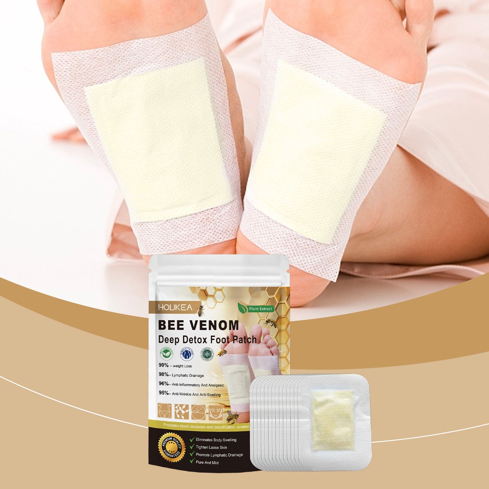 Bee Venom Herbal Cleansing Foot Patch With Ginger Essence Ingredients For Soothing Discomfort Sole Patch