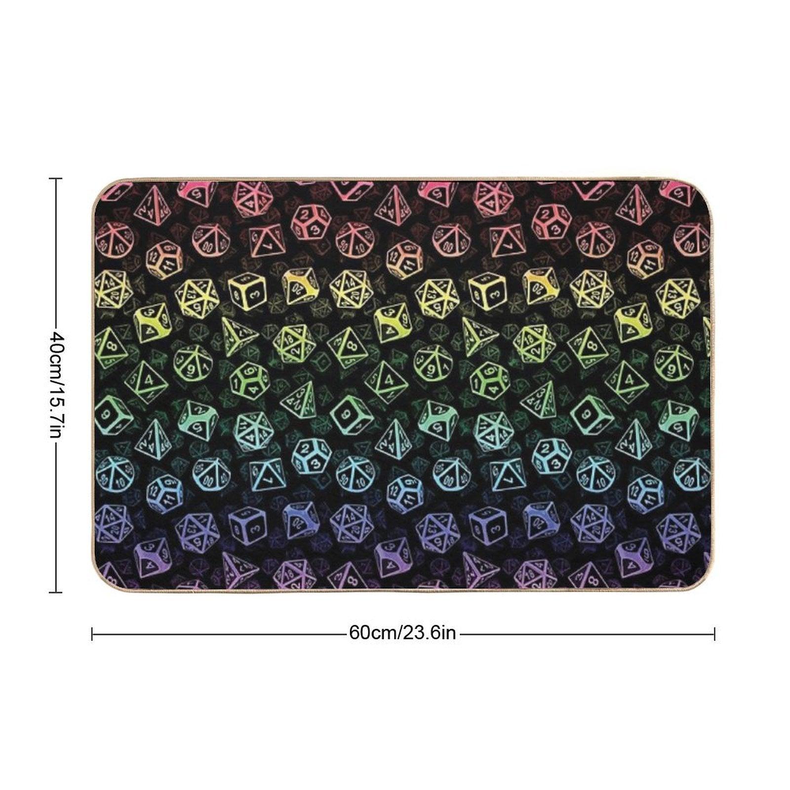 D20 Dice Set Pattern (Rainbow) Bath Mat