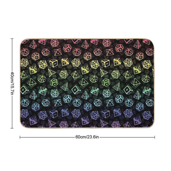 D20 Dice Set Pattern (Rainbow) Bath Mat