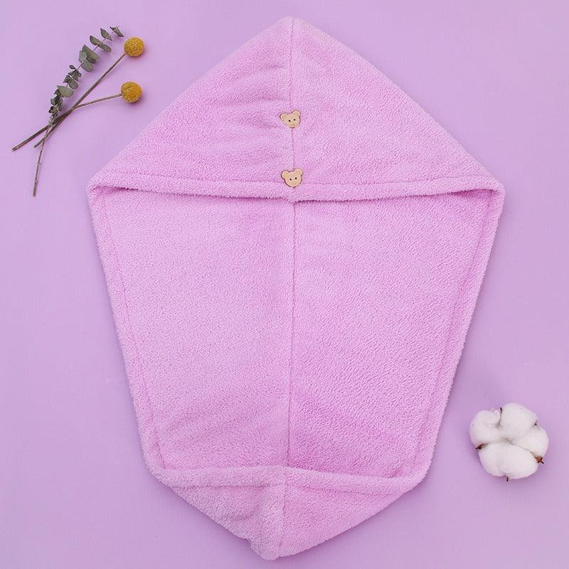 Super absorbent double-layer thickened coral velvet quick drying hair towel, shower cap, and headband towel