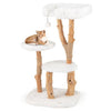 44 Inch Solid Wood Cat Tree with Perch and Natural Jute Scratching Posts-White - White