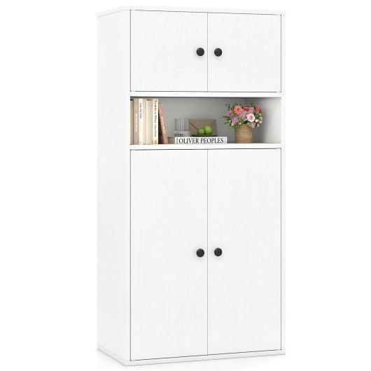 44 Inches Tall Bookshelf with Doors and Adjustable Shelf-1 Piece
