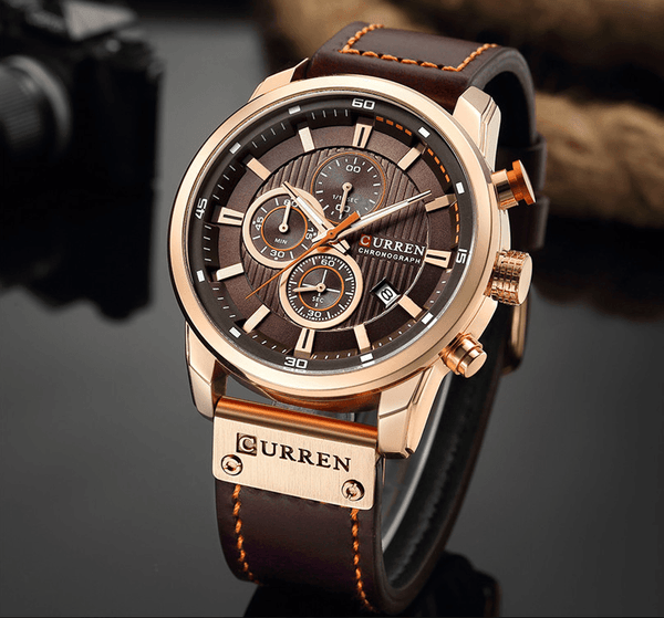 Men's Waterproof Elegant Sport Watch With Chronometers Day View, Leather  Belts And Hardlex Scratch Resistant Glass Perfect Gift For Him