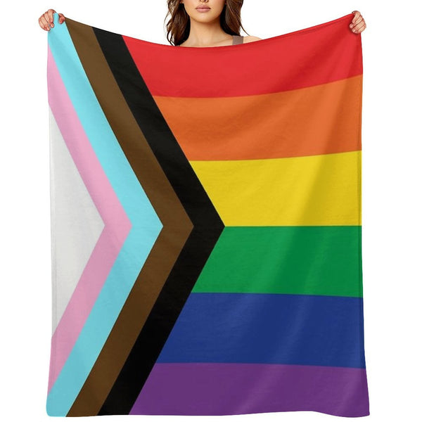 Progress Pride Travel-friendly Throw Blanket