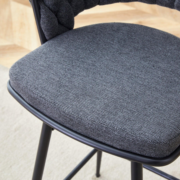 2 Set of Rotating Barstools With Breathable Cotton and Linen Soft Cushions
